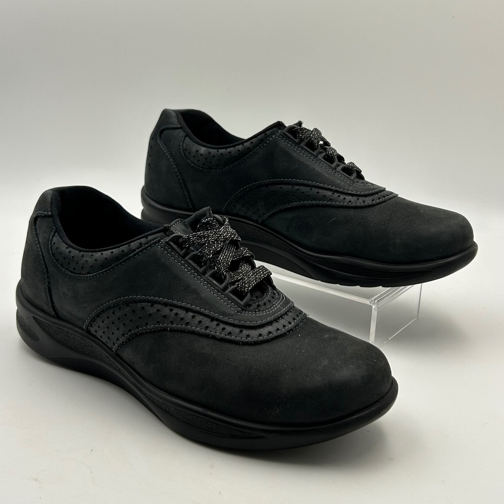 SAS Walk Easy Women 11 Black Nubuck‎ Leather Lace Up Walking Shoes Comfort Gorp